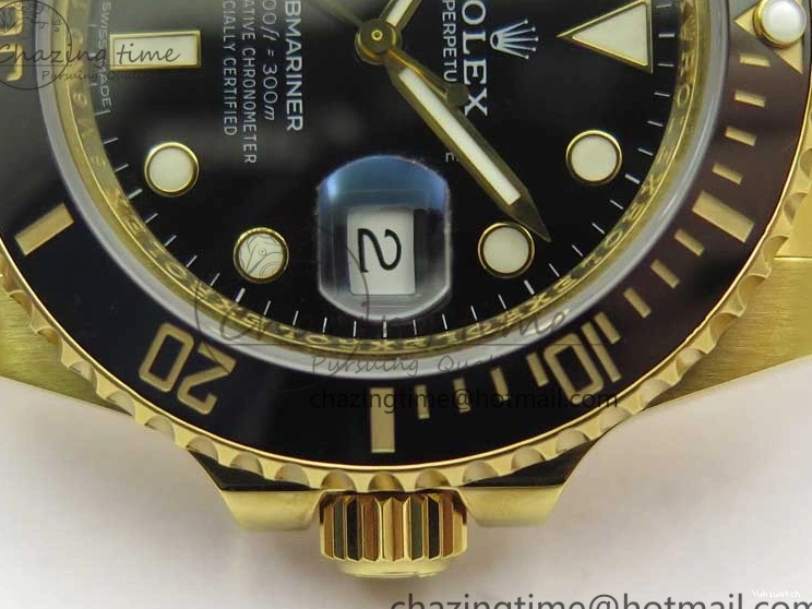 LN A2836 YG Dial Best Edition Wrapped Wrapped Bracelet Submariner Black 116618 D1F YG on 0207